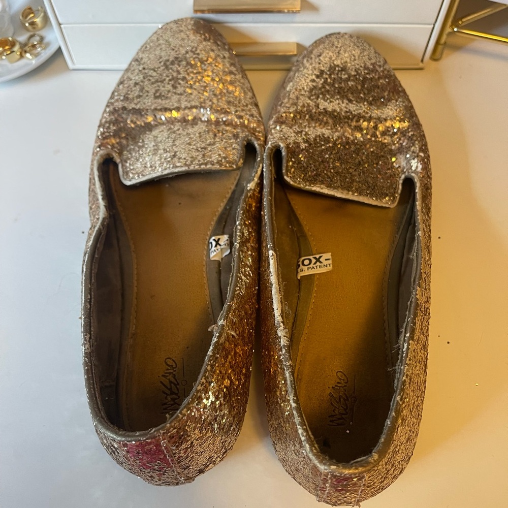 Gold Glitter Loafers